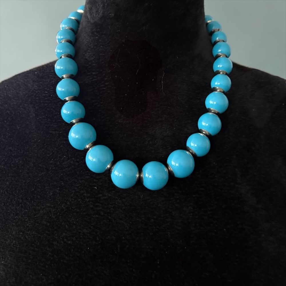 Paparazzi Turquoise Blue Beaded Statement Necklace and Earrings Set Chunky New